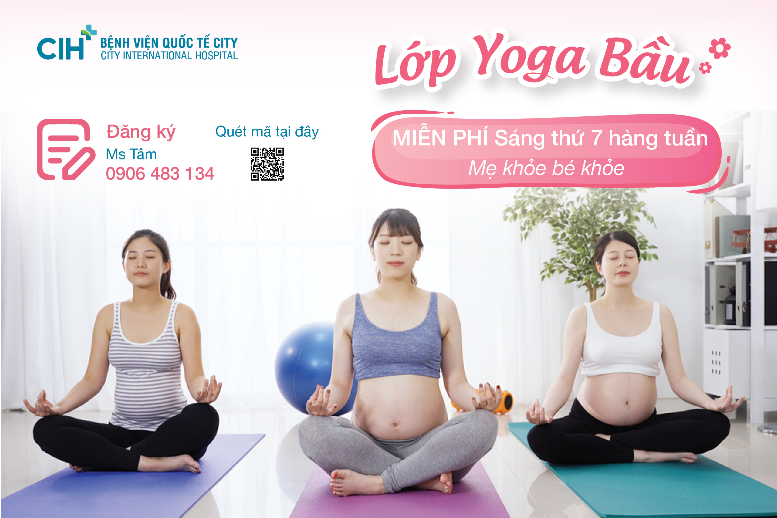 Học yoga bầu miễn phí sáng thứ 7 hàng tuần tại CIH Học yoga bầu miễn phí sáng thứ 7 hàng tuần tại CIH