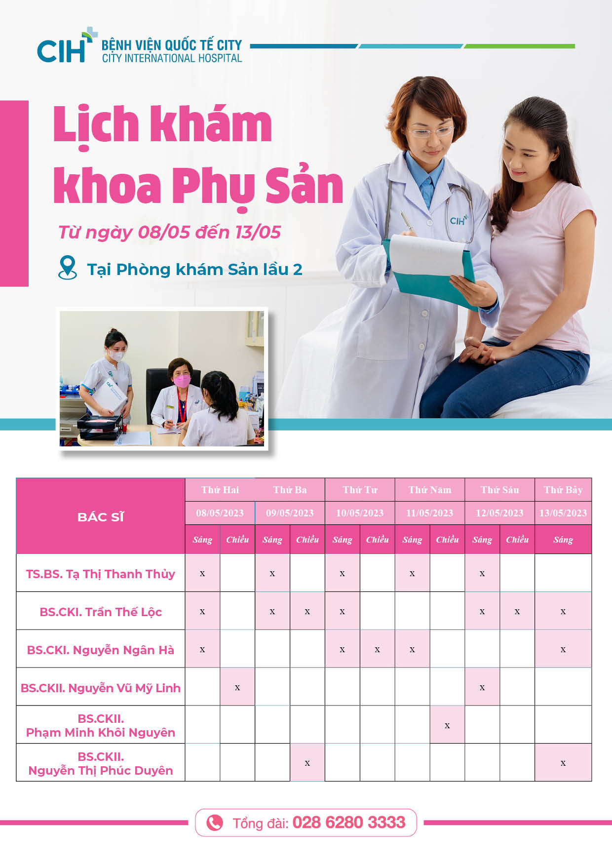 Lịch khám bệnh của Khoa Phụ Sản 8/05 đến 13/05 Lịch khám bệnh của Khoa Phụ Sản 8/05 đến 13/05